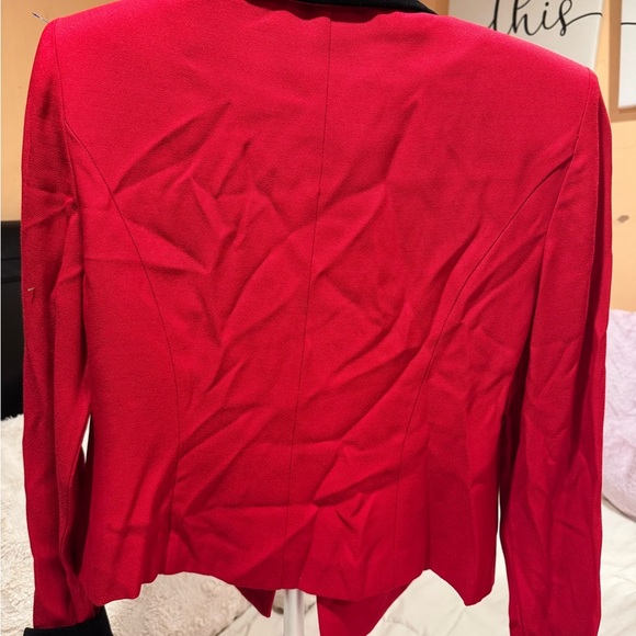 Cherry Red and Black Velvet Blazer Tailored Fit - Picture 6 of 9